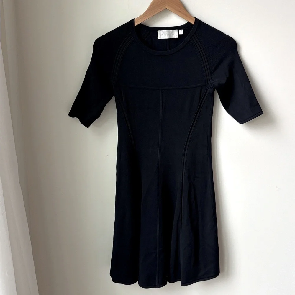 A.L.C. Selby Mini Dress Navy Blue Stretch Fit & Flare Dressy Quiet Luxury Size S - Picture 1 of 8